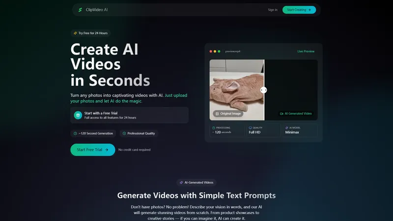 ClipVideo AI - أنشئ مقاطع فيديو بذكاء اصطناعي في ثوانٍ