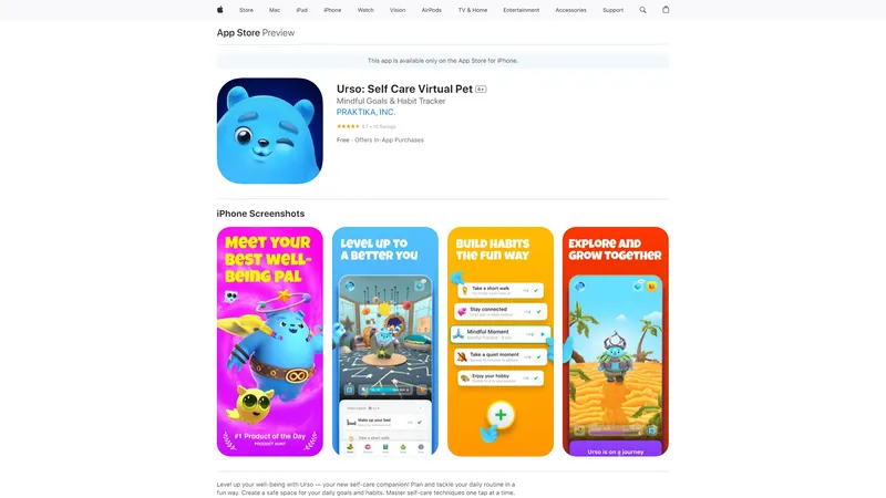 Urso: Self Care Virtual Pet | Mindful Goals & Habit Tracker