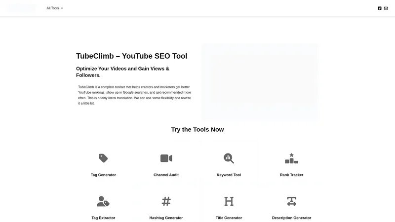 Tubeclimb - Оптимизируйте свои видео и получайте больше просмотров и подписчиков