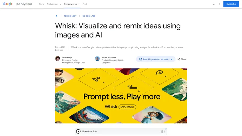 Whisk | Visualize and remix ideas using images and AI