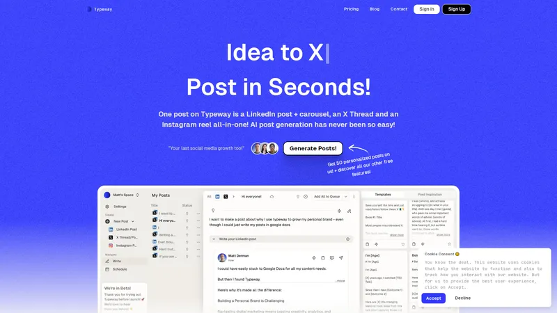 Typeway | AI-Powered Social Media Post Generator