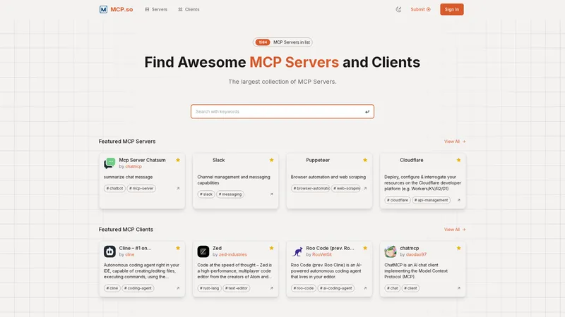 MCP Servers - Find Awesome MCP Servers and Clients