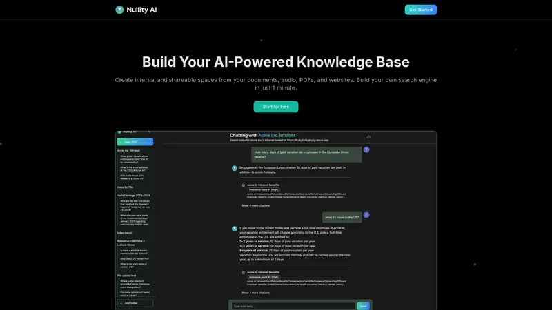 Nullity AI - بناء قاعدة معرفية مدعومة بالذكاء الاصطناعي