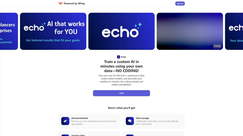 Echo | Whop - Train a custom AI in minutes using your own data—NO CODING!