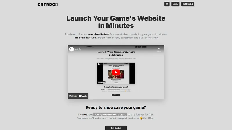 Crtrdg - Launch Your Game's Website in Minutes - No Code Needed