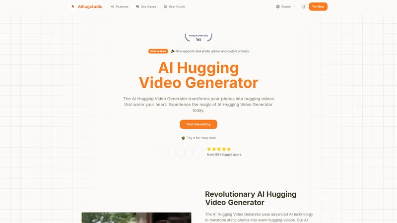 AI Hugging Video Generator - Trasforma le tue foto in video di abbracci con l'AI