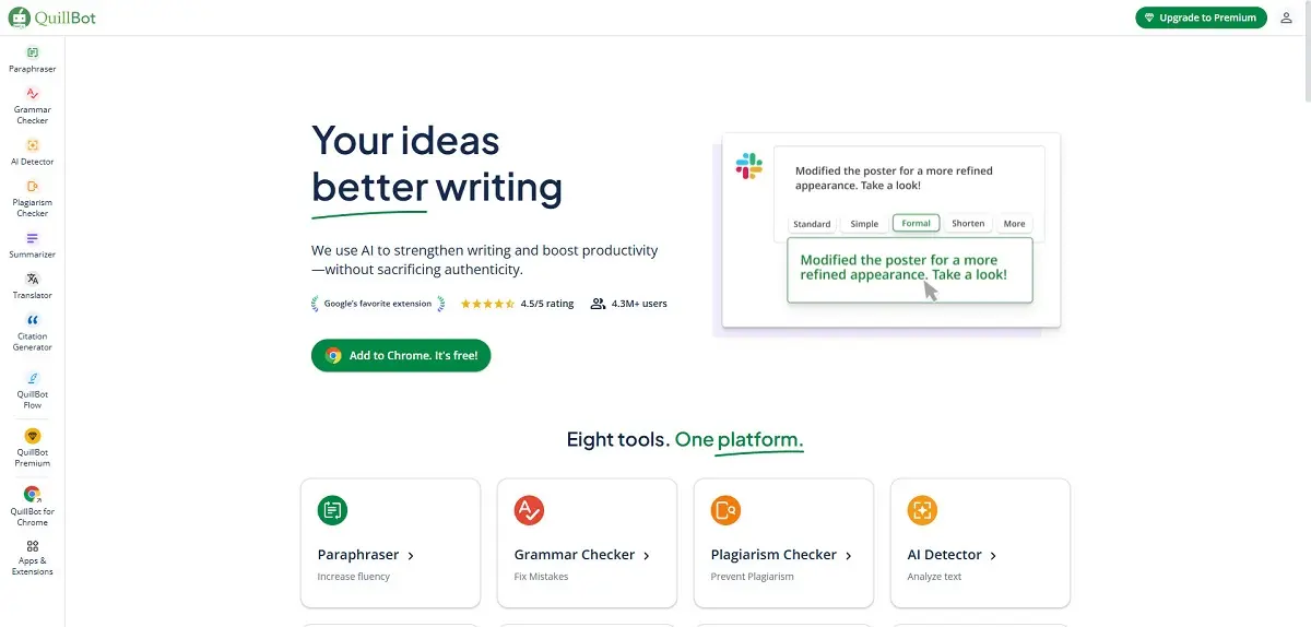 QuillBot - Enhance your writing with AI-powered paraphrasing and grammar tools.