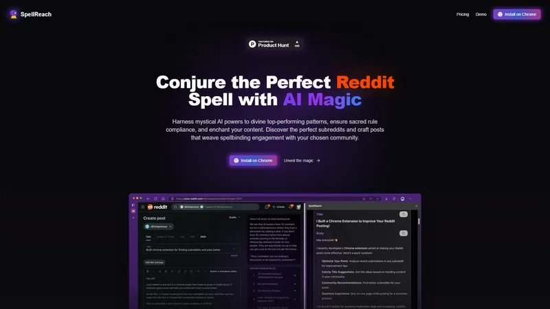 SpellReach - Optimiza tus publicaciones en Reddit con magia IA