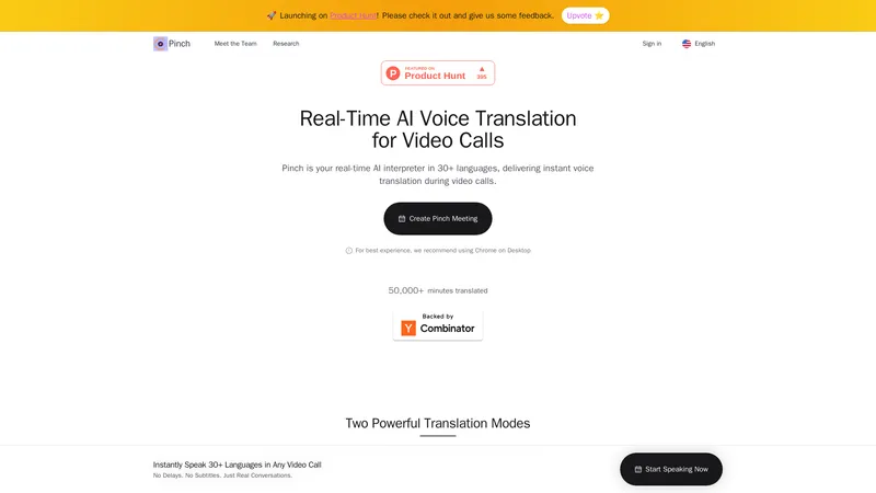 Pinch - Echtzeit-Sprachübersetzung für Videoanrufe & Webinare