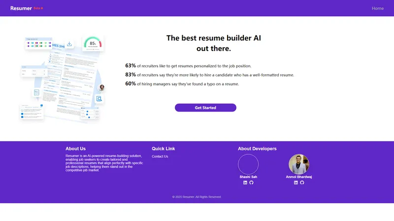 Resumer - AI-powered resume builder for job seekers.