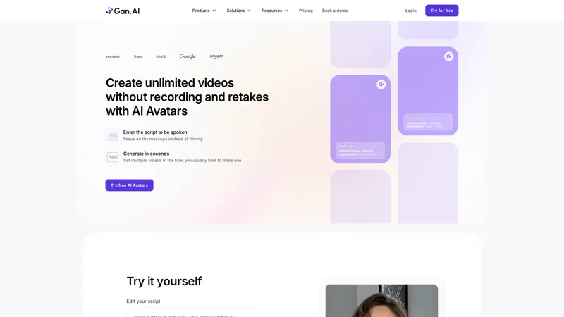 Gan.AI | Avatar - Erstellen Sie Videos aus Skripten mit KI-Avataren