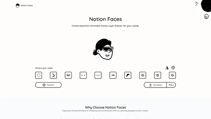 Notion Faces - सुंदर और सरल Notion स्टाइल अवतार बनाएं