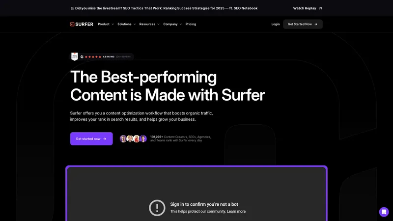 Surfer | SEO Content Optimization Platform - SEO內容優化平台，提升排名，增加流量