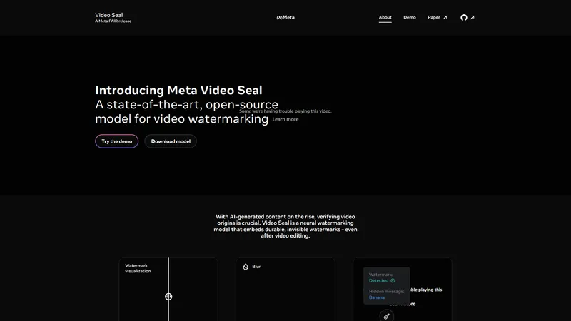 Meta FAIR AI Demos - Innovative Video-Wasserzeichen-Technologie von Meta