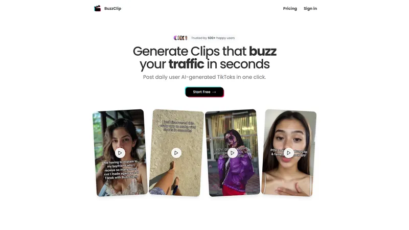 BuzzClip - Crie TikToks virais em menos de 60 segundos