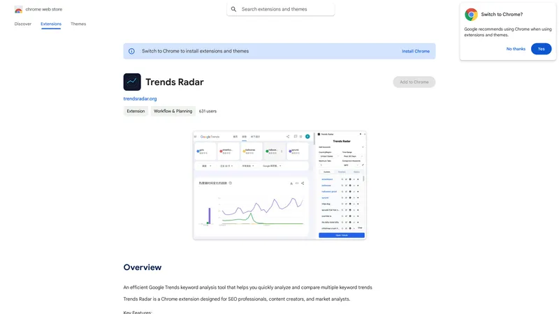 Trends Radar - Efficient Google Trends keyword analysis tool for SEO and market insights.