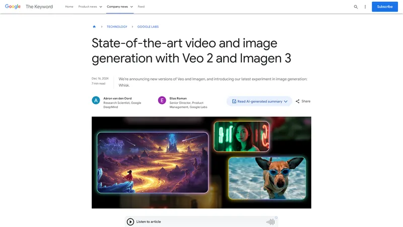 Google Labs | State-of-the-art video and image generation with Veo 2 and Imagen 3