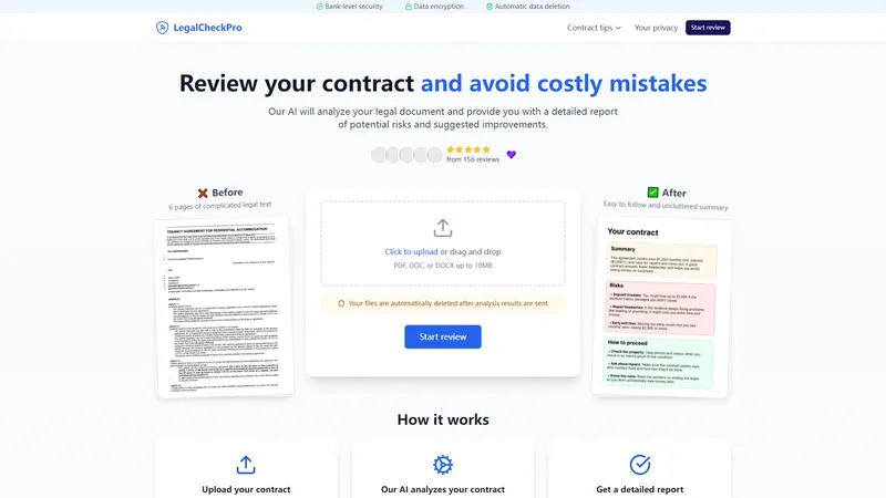 LegalCheckPro - AI-powered contract review for clear, actionable insights