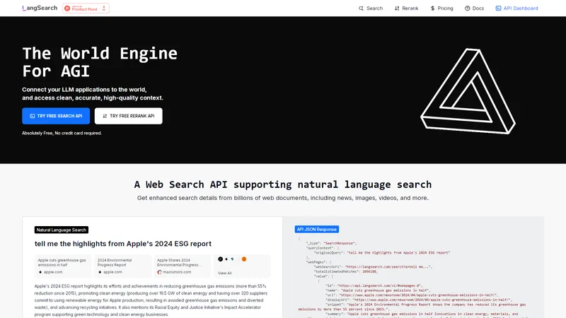 LangSearch - The World Engine For AGI